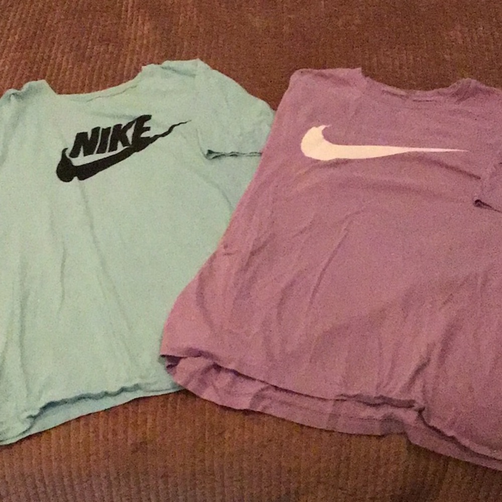 2 pack bundle Nike Mens Short-Sleeve Logo Tee - blue and purple